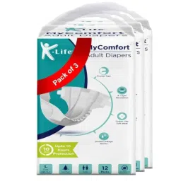 K-Life 12 Pcs 38-54 inch Cotton Pant Style Adult Diapers Set, Size: L (Pack of 3)-image-69