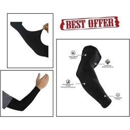 AOW Unisex Stretchable Fingerless Arm Protection Sleeves for Driving, Biking, Cycling (Black, Free Size) A-46-2