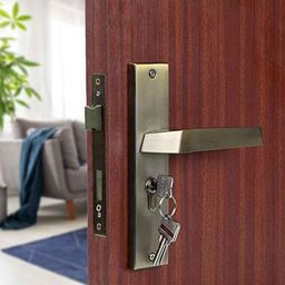 Handle Waala Sana 8 inch 60mm Stainless Steel Antique Brass Finish Cylindrical Plate Both Side Key Mortise Door Lock Set-image-92