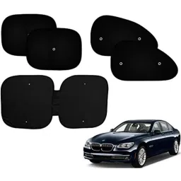 Auto Pearl 5 Pcs PVC &a; Mesh Black Window &a; Front Sun Shade Set for BMW 7 Series-picture-27