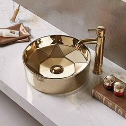 Bassino 40.6x40.6x15.2cm Ceramic Gold Wash Basin , NC-112-image-8