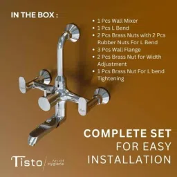 Tisto Brass Chrome Finish 2-in-1 Royal Wall Mixer with Long Bend Pipe for Over Head Shower image 4
