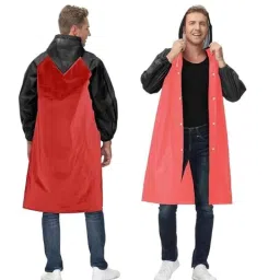 AllExtreme EVA Red Water Resistant Rain Jacket with Sleeves &a; Transparent Hooded for Women &a; Men, MK013-06-image-29
