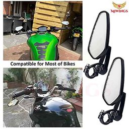 Miwings Cnc Alloy Stylish Design 2-Verson Mirror For Motorbike Rearview Side Handle Bar End Mirrors For All Universal Bikes (Left &a; Right, Pack Of 2, Black) image 5