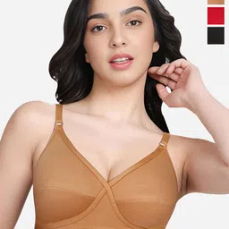 Susie  Pack Of 3 Medium Coverage Cut and Sew Cotton Non Padded Bra-picture-17