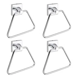 Aligarian Stainless Steel Chrome Finish Wall Mounted Triangle Square Base Solid Towel Ring (Pack of 4)-43