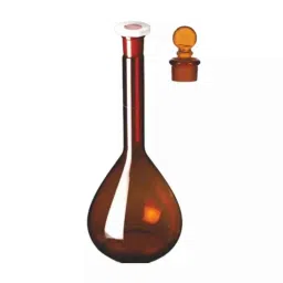 Glassco 100ml A Class Amber Glass Volumetric Flask, QRL.130.576.06A (Pack of 5)-16