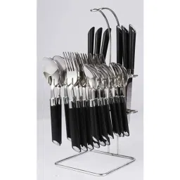 Elegante 24 Pcs Expression Black Stainless Steel &a; Plastic Cutlery Set, SL-109B (Pack of 3)-33