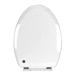 Elegant Casa 44x36cm White Sleek Design Soft-Closing PP Oval Toilet Seat Cover, A-4-picture-35