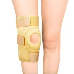 Kudize Fabric Open Patella Hinged Beige Knee Brace with 3 Velcro Strap, Size: M-image-77