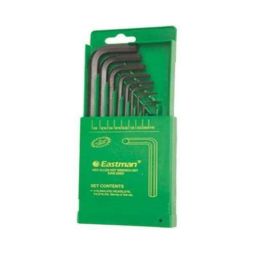 Eastman 9 Pcs Short Pattern CRV Allen Hex Key Set, EAK-2403-25
