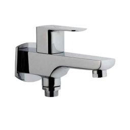 Jaquar Kubix Prime Full Gold	 Quarter Turn 2 Way Bib Cock Tap with Wall Flange, KUP-GLD-35041PM-40