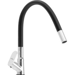 Neelkund Opal Brass Black Chrome Finish Flexible Swan Neck Pillar Tap with 360 deg Swivel Spout for Kitchen &a; Wash Basin-picture-12