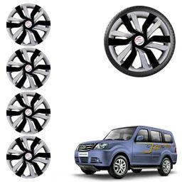 Auto Pearl 4 Pcs 15 inch ABS Black &a; Grey Idtech Reverse Car Hubcap Wheel Cover with Retention Ring Set for Sumo Grande-18