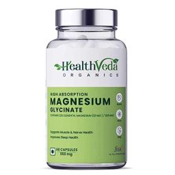 Health Veda Organics 60 Pcs 550mg High Absorption Magnesium Glycinate, Elemental Magnesium 121 mg Capsules-20