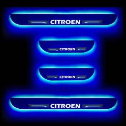 SureStrive 4 Pcs Acrylic Black Car Door Footstep Sill Scuff Plate Set with Blue LED for Citroen Aircross C3 All Model-image-69