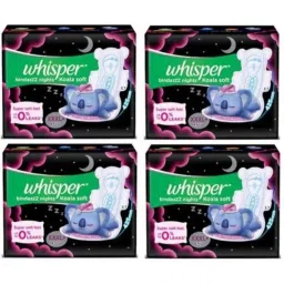 Whisper 4 Pcs White Cotton Disposable Bindazzz Night Koala Soft Sanitary Pad Packet, Size: XXXL+-picture-16