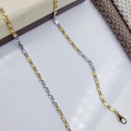 Stylish Flower-Cut Dual-Tone Chain | 18 Inch | Gold & Silver Plated | Unisex Silver Plated Sterling Silver Chain-11