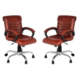 High Living Mars Leatherette Medium Back Brown Office Chair (Pack of 2)-14