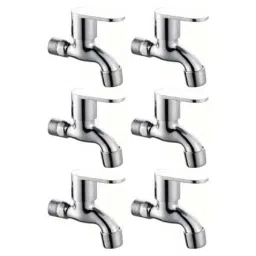 Drizzle SoloMini 6 Pcs Brass Chrome Finish Silver Bib Cock Set with Foam Flow, BIBSOLOMINI6-2