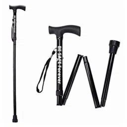 Besafe Forever 37 inch Aluminium Black Folding Height Adjustable Walking Stick-34