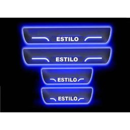SureStrive 4 Pcs Acrylic Black Car Door Footstep Sill Scuff Plate Set with Blue LED for Maruti Suzuki Estilo All Model-image-21