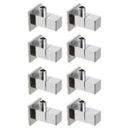 Drizzle Square 8 Pcs Brass Chrome Finish Silver Angle Valve Set, AANGLESQUARE8-picture-21