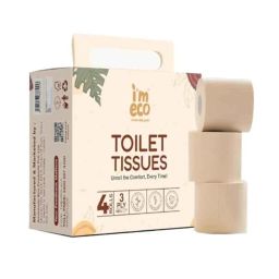 Im Eco 4 Pcs 3 Ply Bamboo Toilet Paper Roll Set with 880 Sheets, Soft &a; Highly Absorbent-25