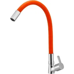 IRIS EVA Brass Chrome Finish Orange Flexible Swan Neck Pillar Tap-image-96
