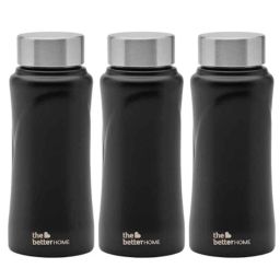 The Better Home 500ml Stainless Steel Black Water Bottle (Pack of 3)-picture-7