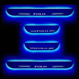 Car Accessories Hub 4 Pcs Acrylic Black Sill Scuff Plate Set with Blue LED for Volkswagen Polo Type-1-43