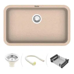 Ruhe 31x19x9 inch Quartz Sand Choco Finish Single Bowl Kitchen Sink, 13-0124-03-picture-4