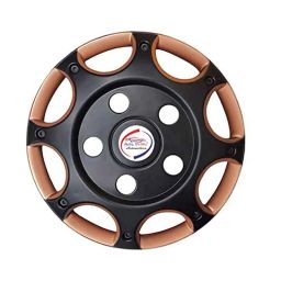 Auto Pearl 4 Pcs 15 inch Black &a; Copper ABS Press Type Hubcap Wheel Cover Set with Retention Ring for All Cars 0RC34-image-34