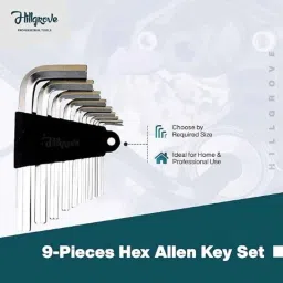 Hillgrove 9 Pcs Alloy Steel Full Hex Allen Key &a; 8 Pcs Double Open End Wrench Spanner Set, HGCM856 image 2