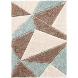 Carpetify 3x5ft Beige, Brown &a; Pista Handwoven 3D Pattern Shag Area Rug Carpet, 0524ZVQE066-picture-6