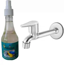 Senkiddpro Stainless Steel Chrome Finish Wall Mounted Long Body Tap with 250ml Tap Shiner Spray-image-25