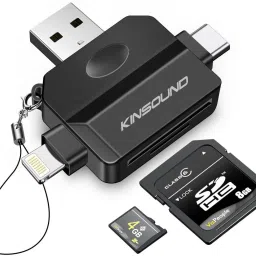 Kinsound 5 in 1 SD & TF Card Reader for iPhone with Type-C,USB Ports,Portable Memory Card Reader-58