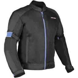 AllExtreme TRIPPER Mesh Fabric Blue &a; Black Windproof Bike Riding Jacket with Armour Back Elbows Shoulders Protection for Men, Size: L-image-37