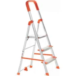 ProHome 3 Step Aluminium Orange Ladder with 5 Anti Skid Shoes &a; Platform, Aqua LAD 03-16