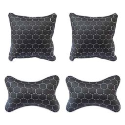 AllExtreme Exnp020 4 Pcs PU Leather Car Neck Rest Pillows Headrest Cushions Set For All Cars Travel Seat-picture-14