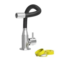 ZAP Brass Black Swan Neck Single Flow Sink Mixer with 7 inch Silicone Spout-image-53
