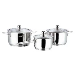 Vinod Tuscany 3 Pcs Stainless Steel Induction Friendly Casserole Set with Glass Lid, 3TYC (Pack of 5)-image-26