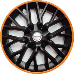 Prigan 4 Pcs 15 inch Polypropylene Black &a; Orange Press Fitting Car Wheel Cover Set for Chevrolet Tavera-picture-43