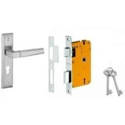 Dorset HL Series Cosmo 8 inch Stainless Steel Silver Chrome Finish Door Handle Lock Set with KY Mortise Lever Lock-image-72