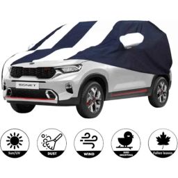 AllExtreme Ks7005 Car Body Cover For Kia Sonet Custom Fit Dust Uv Heat Resistant For Indoor Outdoor Suv Protection With Mirror Pockets (Blue &a; Silver With Mirror)-picture-24