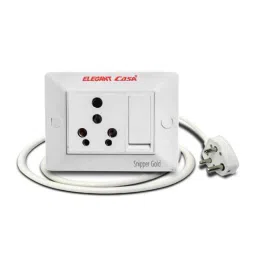 Elegant Casa Snipper Gold 6A &a; 16A Polycarbonate White Extension Board with Individual Switch &a; 3m 3 Core Copper Wire-36