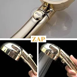 ZAP ABS Gold Finish Handheld Shower with On/Off Pause Switch &a; 3 Spray Setting Showerhead image 5