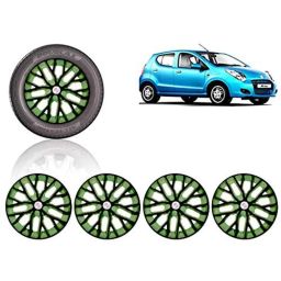Auto Pearl 4 Pcs 13 inch ABS Black &a; Green Press Type Fitting Car Wheel Cover Set for Maruti Astar-41