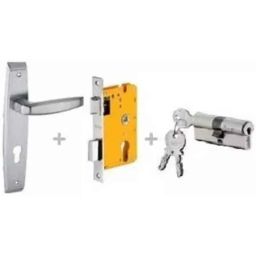 Dorset ML Series Badroli 70mm Stainless Steel Patina Finish Door Handle Lock Set with Both Side Key Cylinder, ML BA (Pack of 3)-image-48