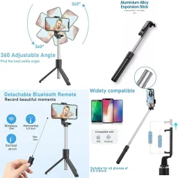 DEKOQ Portable Bluetooth Selfie Stick with Wireless Remote Access and Extendable Tripod Stand for Mobile Bluetooth Selfie Stick|R1 Bluetooth Selfie Stick|R1 Bluetooth Extendable Selfie Stick with Wireless Remote for Making TikTok, Vlog Videos And Tripod Stand Selfie Stick For Mobile And All Smart Phones Tripod Bluetooth Selfie Stick image 4